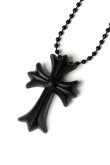 画像1: {SOLD}★新品 インボイス付 CHROME HEARTS クロムハーツ シリコン ラバー CHクロス ボールチェーン ペンダント マットブラック{604175364AHWXXX445-BEA} (1)