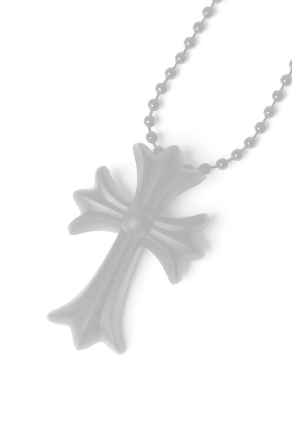 画像1:   CHROME HEARTS クロムハーツ シリコン ラバー CHクロス ボールチェーン ペンダント マットブラック {604175364AHWXXX445-BEA}  :CH202511-06-BLK-F  (1)