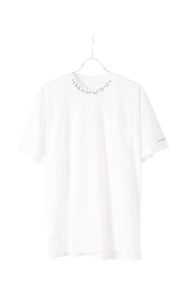 画像1:  {SOLD} CHROME HEARTS クロムハーツ バインダーネックロゴS/S Tシャツ {408129111WHTLRG757-BEA}  :CH202512-03-WHT-L  (1)