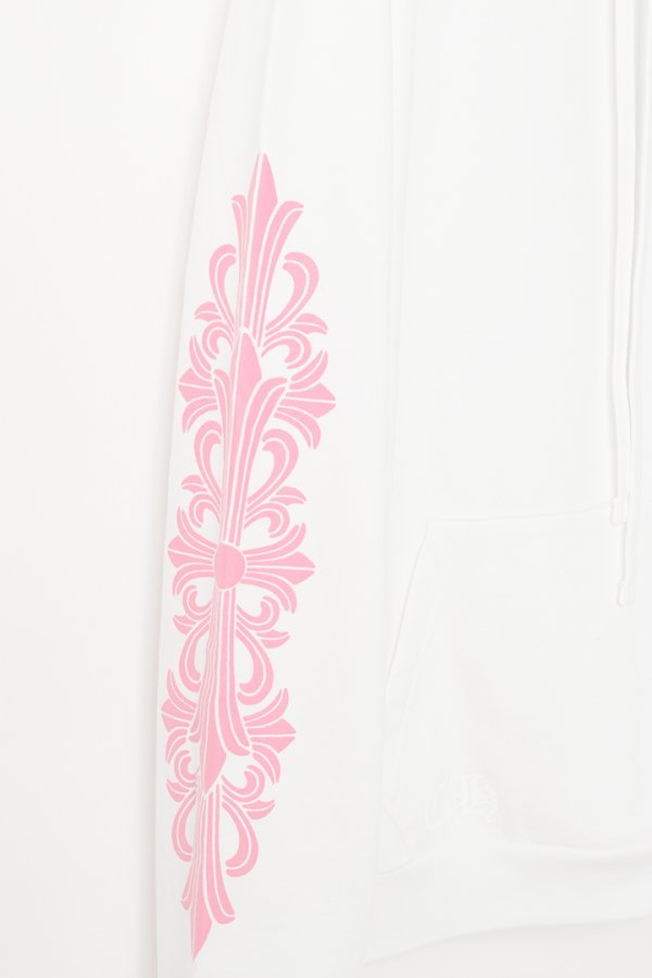 画像4:   CHROME HEARTS クロムハーツ ピンクホースシュー/フローラルクロス プルオーバーパーカー {-BFS}  :CH202603-09-WHT-L  (4)