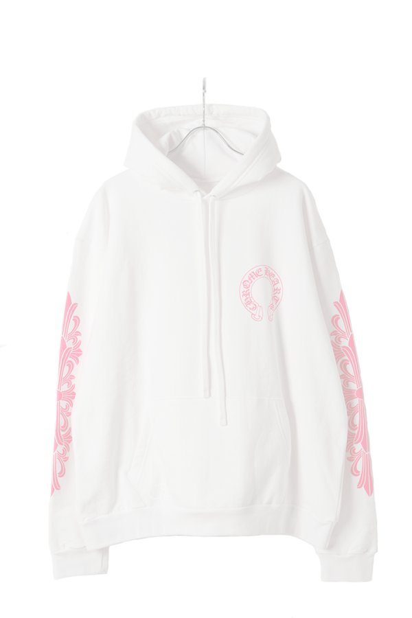 画像1:   CHROME HEARTS クロムハーツ ピンクホースシュー/フローラルクロス プルオーバーパーカー {-BFS}  :CH202603-10-WHT-XL  (1)