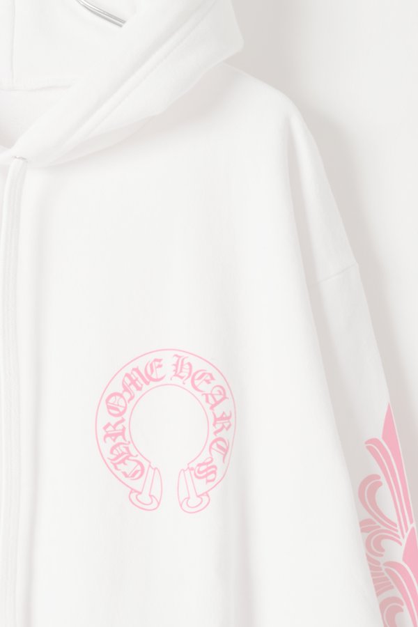 画像3:   CHROME HEARTS クロムハーツ ピンクホースシュー/フローラルクロス プルオーバーパーカー {-BFS}  :CH202603-10-WHT-XL  (3)