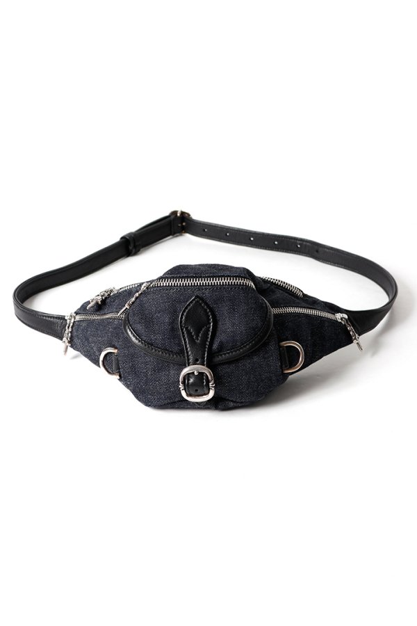 画像1: CHROME HEARTS クロムハーツ ミニスナットパック インディゴデニム×ブラックレザー{-BFS} (1)