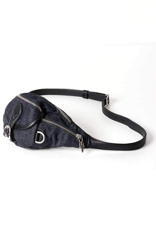 画像2: CHROME HEARTS クロムハーツ ミニスナットパック インディゴデニム×ブラックレザー{-BFS} (2)