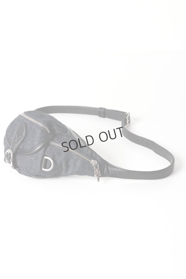 画像2: {SOLD}CHROME HEARTS クロムハーツ snat bag mini denim／ミニスナットパック インディゴデニム×ブラックレザー{-BFS} (2)