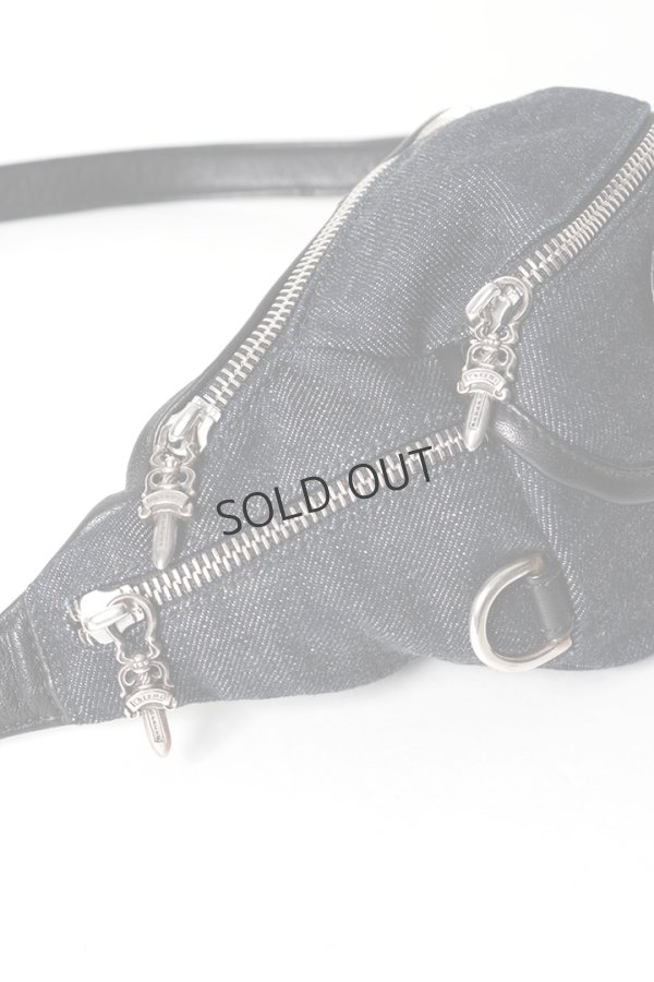画像4: {SOLD}CHROME HEARTS クロムハーツ snat bag mini denim／ミニスナットパック インディゴデニム×ブラックレザー{-BFS} (4)