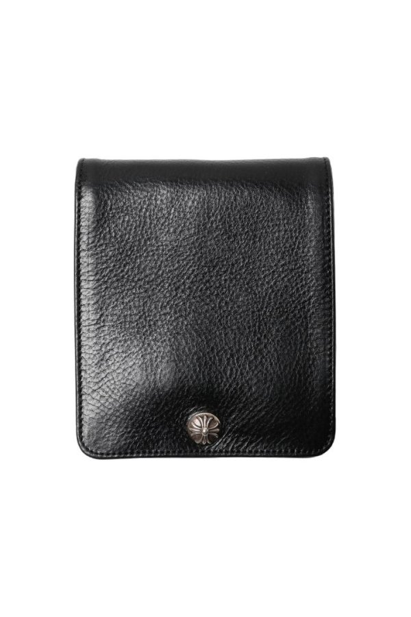 画像1: ★新品 インボイス付 CHROME HEARTS クロムハーツ WALLET-1 SNAP BLK HVY WT LTHR-／ワンスナップクロスボタン レザーウォレット{-BFS} (1)