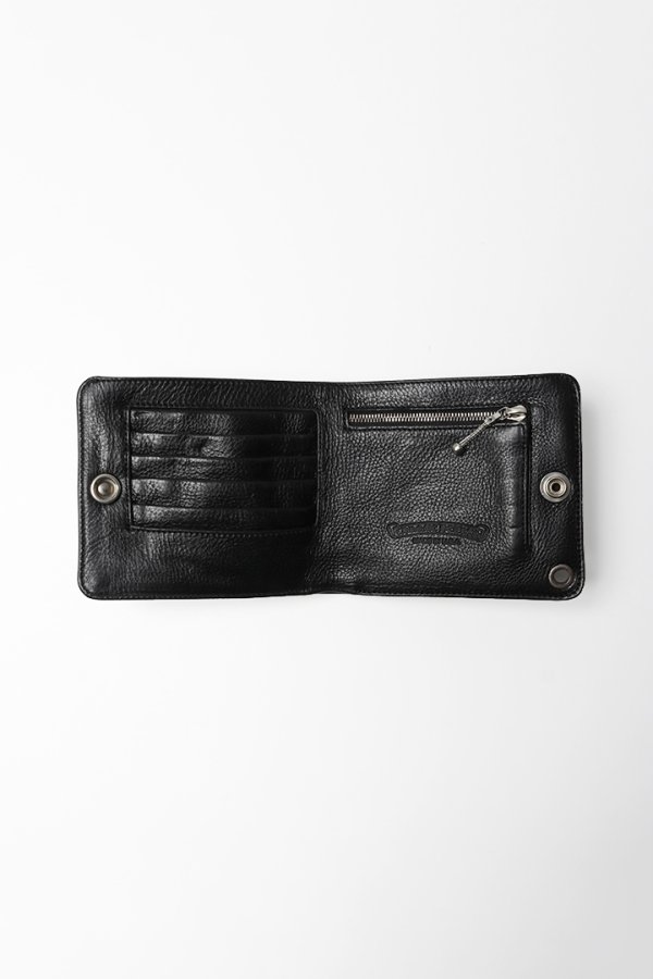 画像4: ★新品 インボイス付 CHROME HEARTS クロムハーツ WALLET-1 SNAP BLK HVY WT LTHR-／ワンスナップクロスボタン レザーウォレット{-BFS} (4)