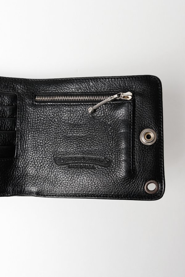 画像6: ★新品 インボイス付 CHROME HEARTS クロムハーツ WALLET-1 SNAP BLK HVY WT LTHR-／ワンスナップクロスボタン レザーウォレット{-BFS} (6)