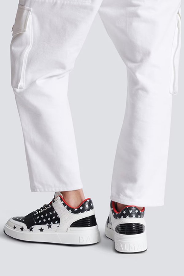 画像10: BALMAIN バルマン B-Court ミッドカット レザースニーカー スタープリント{-BDS} (10)