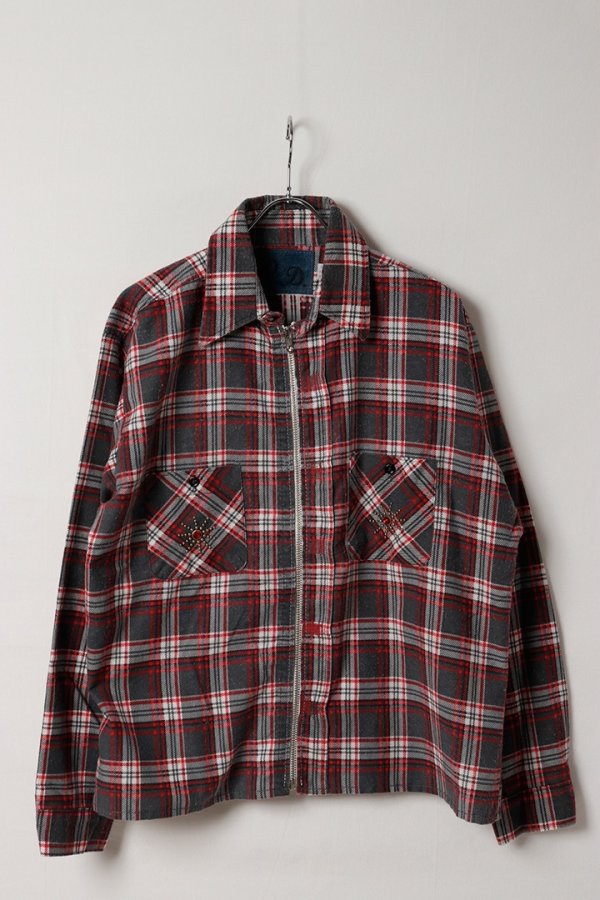画像1: DENIM DOCTORS デニムドクターズ POCKET STUDS ZIP UP FLANNEL SHIRTS JACKET T-5{-BEA} (1)