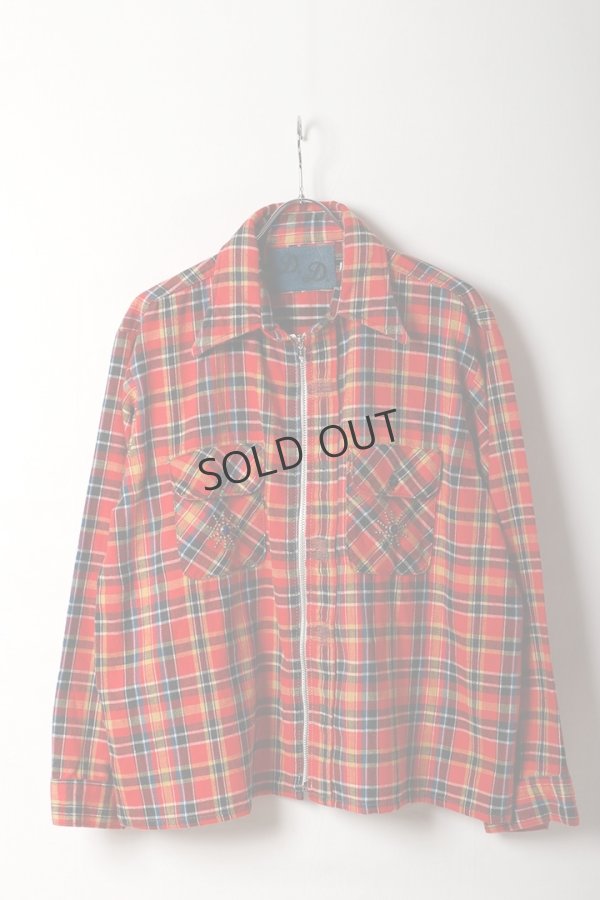 画像1: DENIM DOCTORS デニムドクターズ POCKET STUDS ZIP UP FLANNEL SHIRTS JACKET T-5{-BEA} (1)