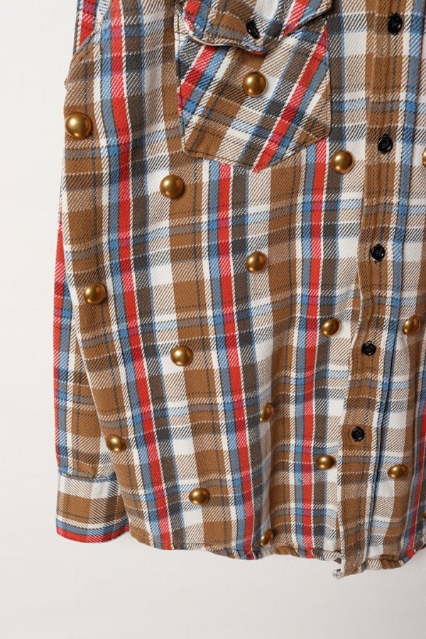 画像4: DENIM DOCTORS デニムドクターズ BIG NAIL STUDS FLANNEL SHIRTS - BODY STUDS T-6{-BEA} (4)