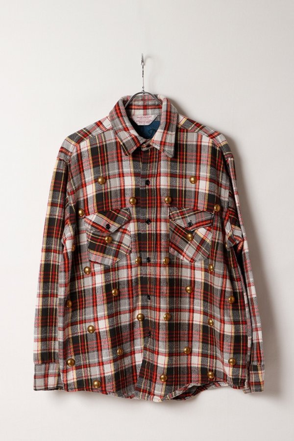 画像1: DENIM DOCTORS デニムドクターズ BIG NAIL STUDS FLANNEL SHIRTS - BODY STUDS T-6{-BEA} (1)