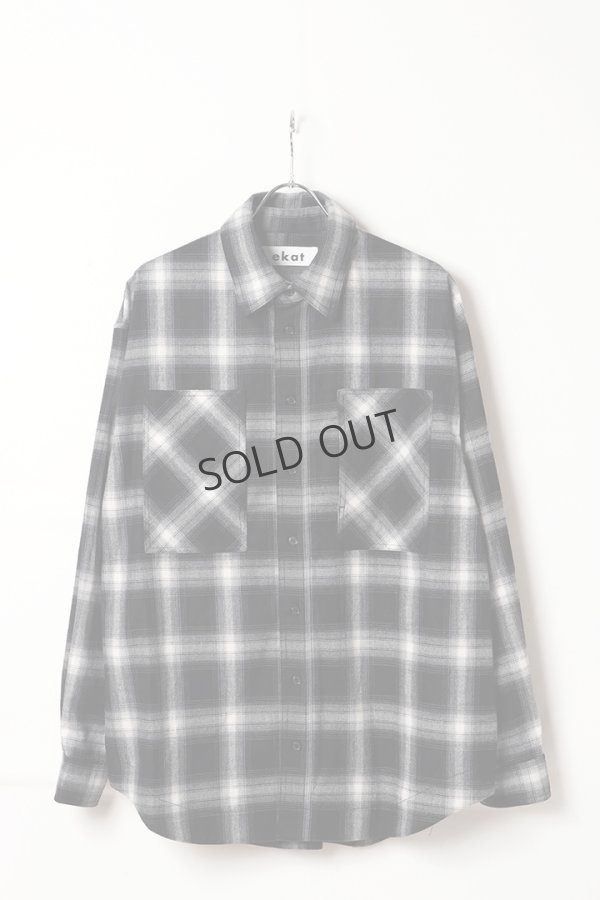 画像1: {SOLD}ekat エカット(UNISEX) PATCH POCKET CHECK SHIRT{-BEA} (1)