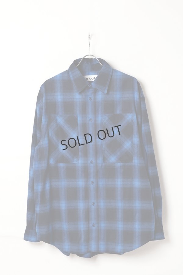 画像1: {SOLD}ekat エカット(UNISEX) PATCH POCKET CHECK SHIRT{-BEA} (1)