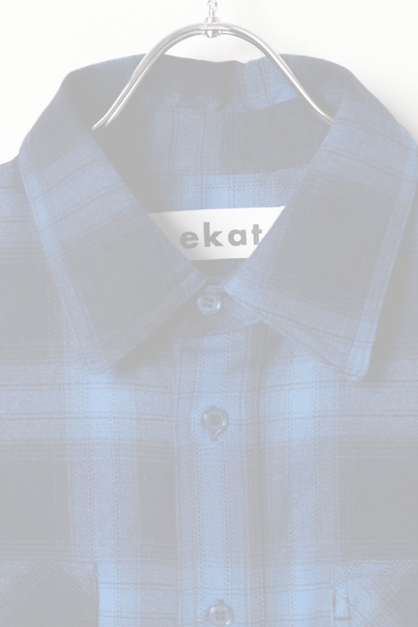 画像2:  {SOLD} ekat エカット(UNISEX) PATCH POCKET CHECK SHIRT{-BEA} (2)