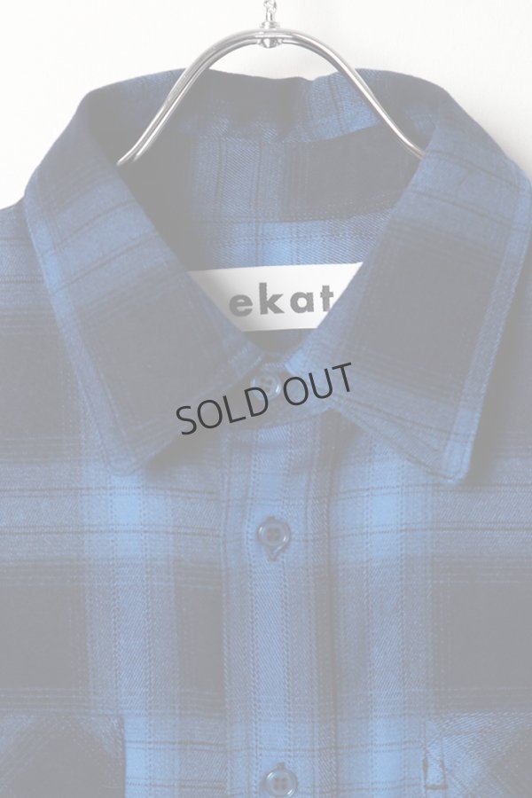 画像2: {SOLD}ekat エカット(UNISEX) PATCH POCKET CHECK SHIRT{-BEA} (2)
