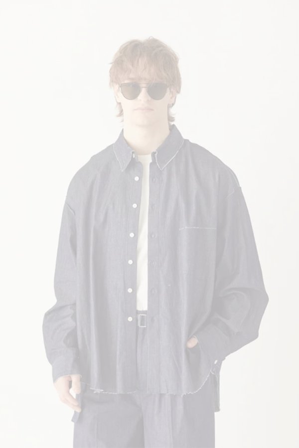 画像1:  {SOLD} ekat エカット(UNISEX) CUT OFF DENIM SHIRT{-BFS} (1)
