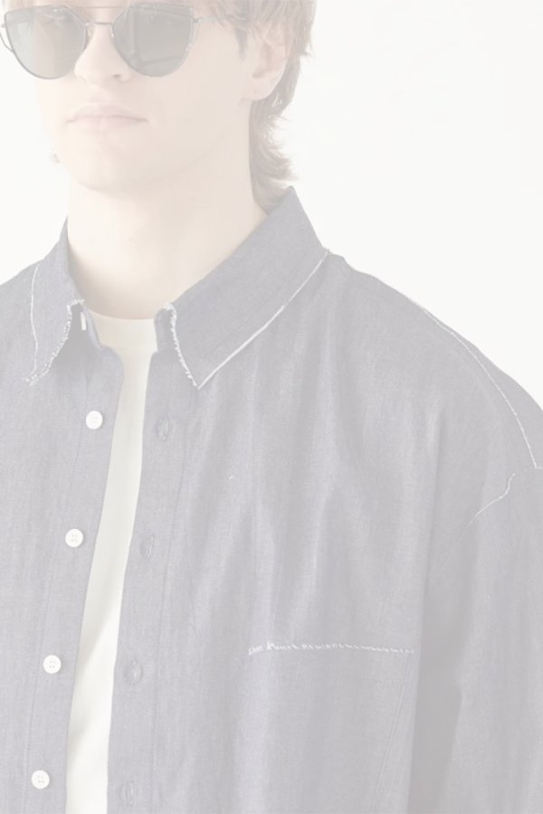 画像2:  {SOLD} ekat エカット(UNISEX) CUT OFF DENIM SHIRT{-BFS} (2)