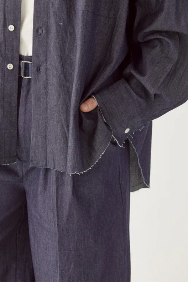 画像3: ekat エカット(UNISEX) CUT OFF DENIM SHIRT{-BFS} (3)