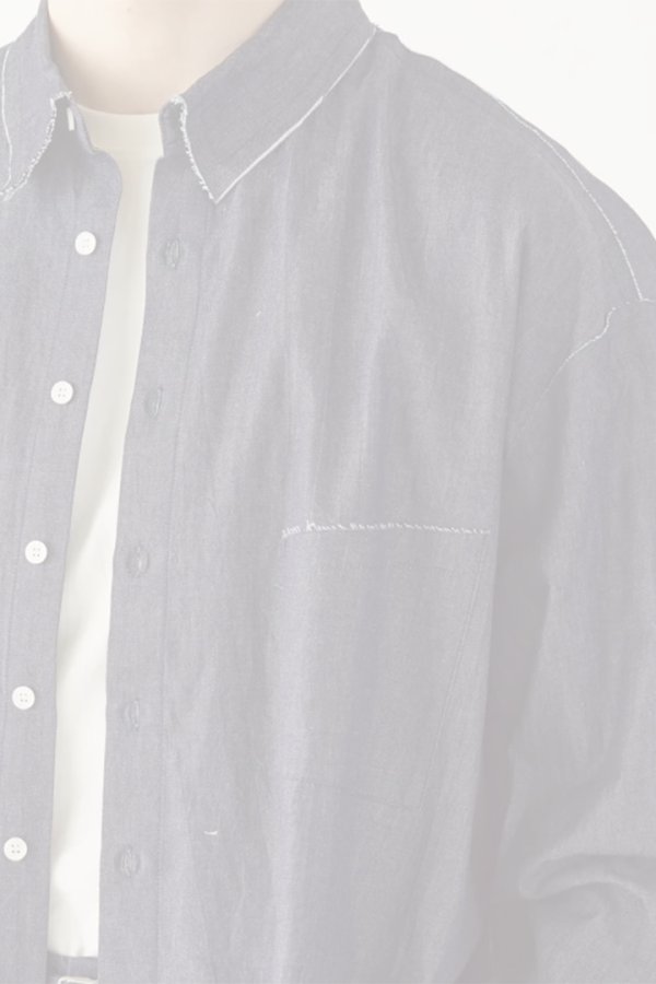 画像4:  {SOLD} ekat エカット(UNISEX) CUT OFF DENIM SHIRT{-BFS} (4)