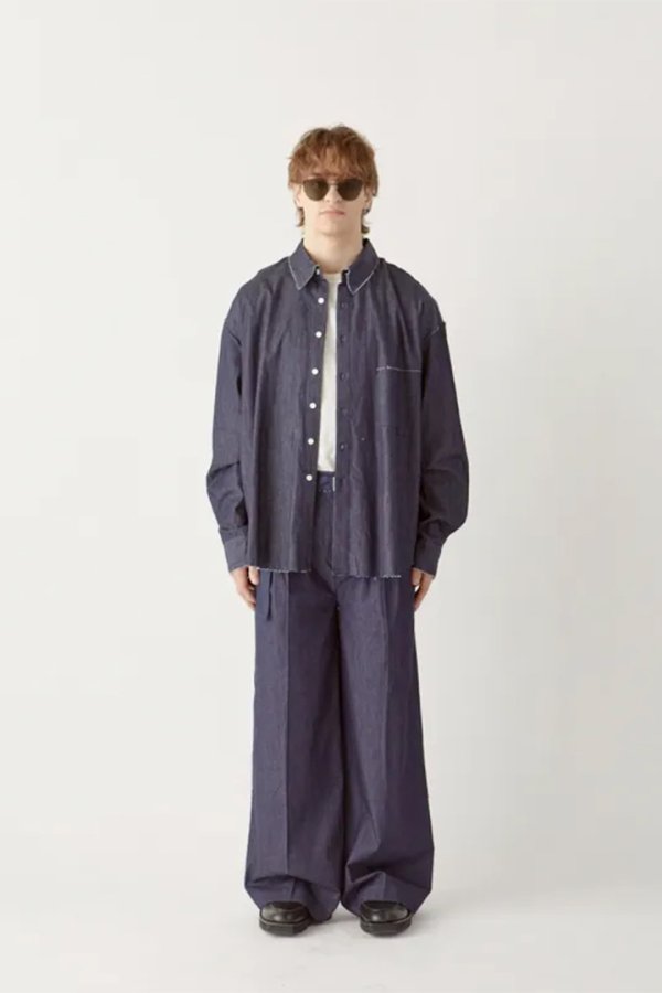 画像12: ekat エカット(UNISEX) CUT OFF DENIM SHIRT{-BFS} (12)