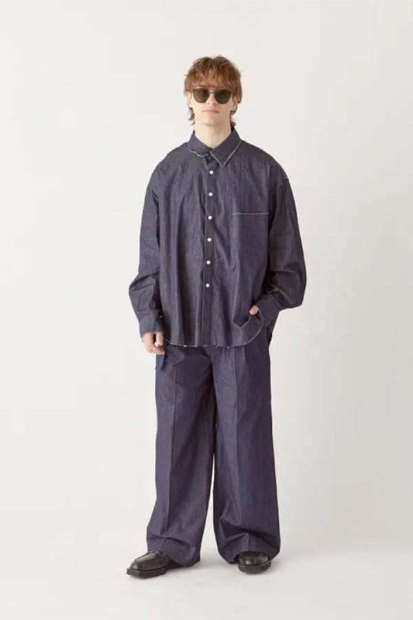 画像13: ekat エカット(UNISEX) CUT OFF DENIM SHIRT{-BFS} (13)