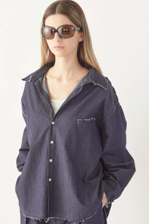 画像17: ekat エカット(UNISEX) CUT OFF DENIM SHIRT{-BFS} (17)