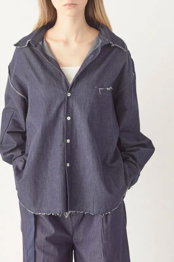 画像18: ekat エカット(UNISEX) CUT OFF DENIM SHIRT{-BFS} (18)