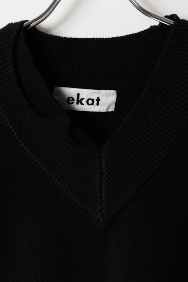 画像2: ekat エカット(UNISEX) DAMAGE KNIT VEST{-BFS} (2)
