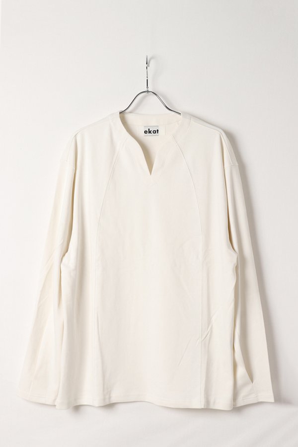 画像1: ekat エカット(UNISEX) 3D PATTERN U NECK TOPS{-BEA} (1)