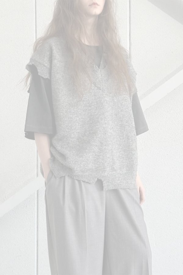 画像6:   ekat エカット(UNISEX) DAMAGE LAYERED KNIT VEST{-BEA} (6)