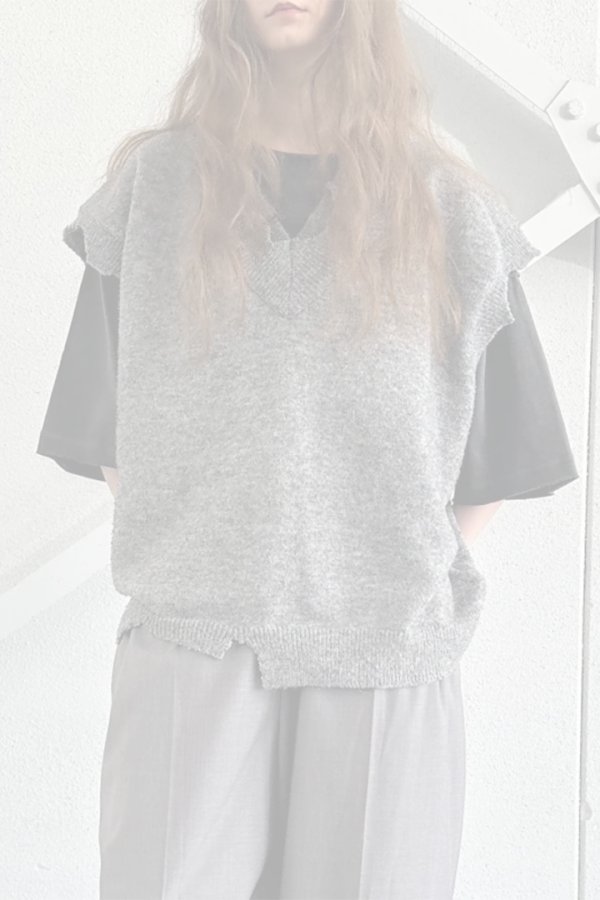 画像8:   ekat エカット(UNISEX) DAMAGE LAYERED KNIT VEST{-BEA} (8)