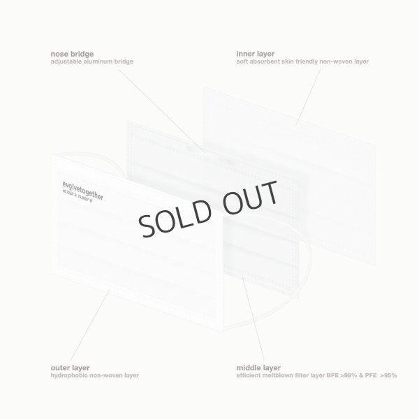 画像2: {SOLD}evolvetogether イヴォルブトゥギャザー WHITE（7 face masks pack｜7枚入り）{-BCS} (2)