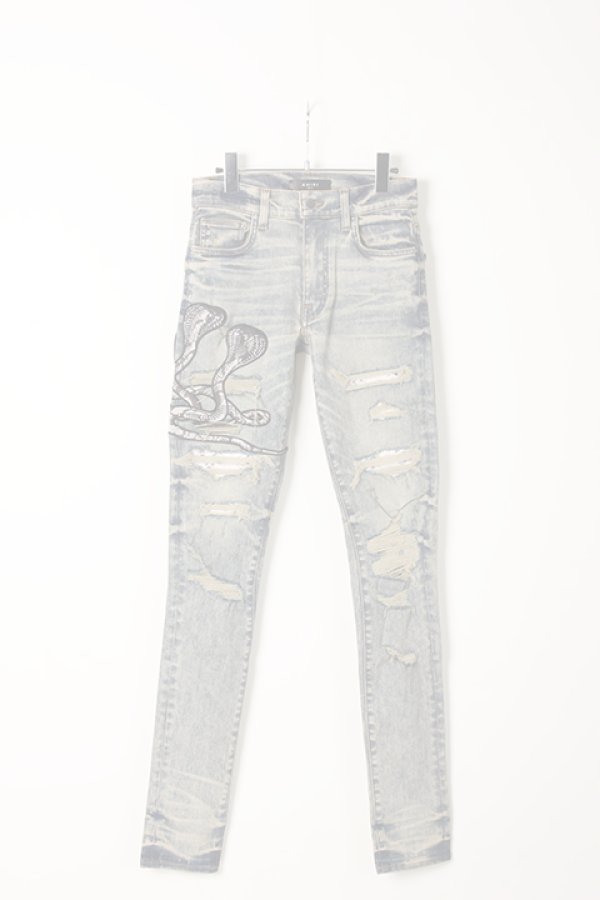 画像1:  {SOLD} AMIRI アミリ Snake Patch Jean {-AIA}  :F9M01105SD-IND  (1)
