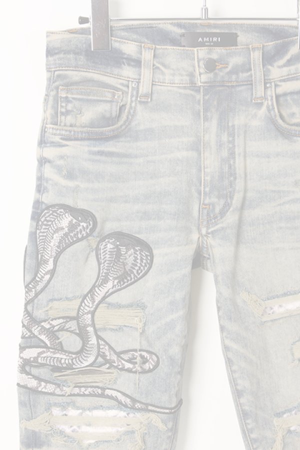 画像3:  {SOLD} AMIRI アミリ Snake Patch Jean {-AIA}  :F9M01105SD-IND  (3)
