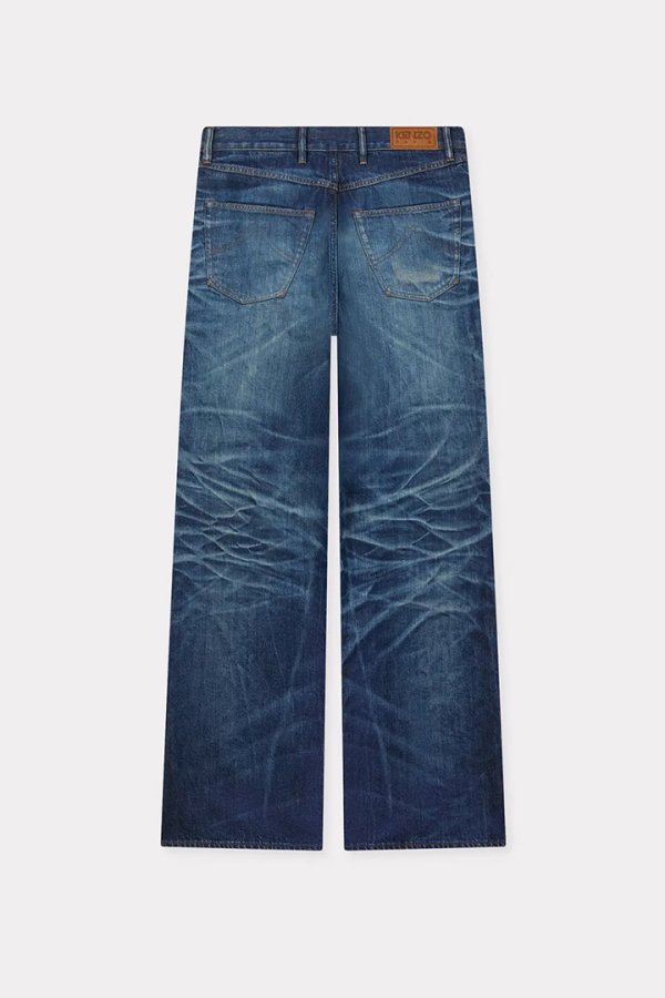 画像2: KENZO ケンゾー ターンアップ ワイド フィット ジーンズ ジャパニーズ デニム {-BEA} (2)