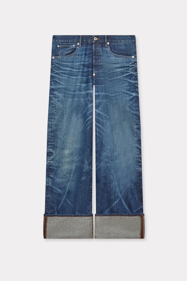 画像3: KENZO ケンゾー ターンアップ ワイド フィット ジーンズ ジャパニーズ デニム {-BEA} (3)