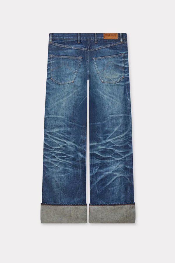 画像4: KENZO ケンゾー ターンアップ ワイド フィット ジーンズ ジャパニーズ デニム {-BEA} (4)