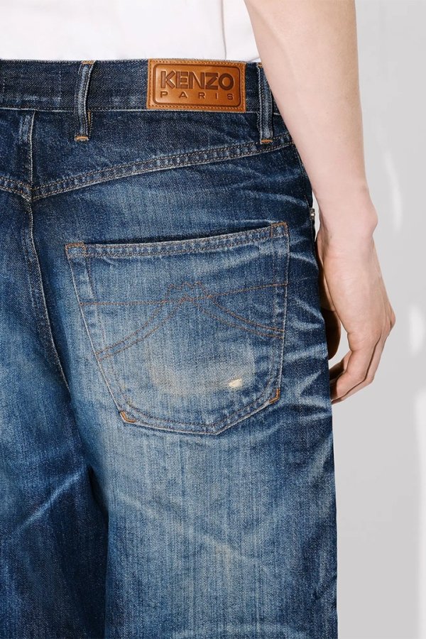 画像9: KENZO ケンゾー ターンアップ ワイド フィット ジーンズ ジャパニーズ デニム {-BEA} (9)