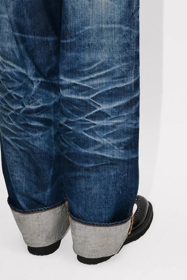 画像10: KENZO ケンゾー ターンアップ ワイド フィット ジーンズ ジャパニーズ デニム {-BEA} (10)