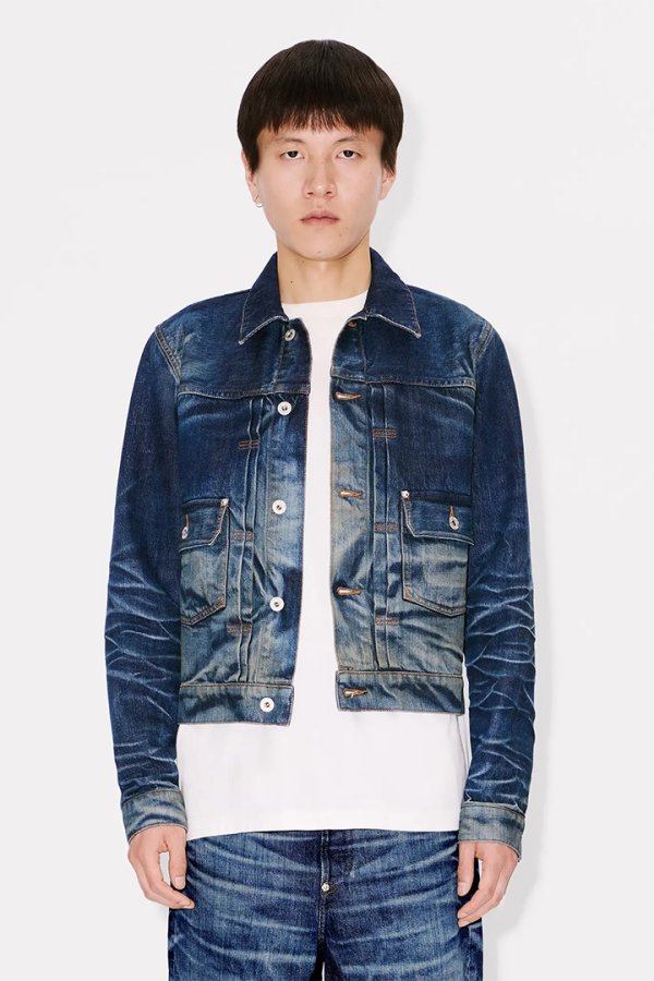 画像4: KENZO ケンゾー スリム プリーツ トラッカー ジャケット ジャパニーズ デニム{-BEA} (4)