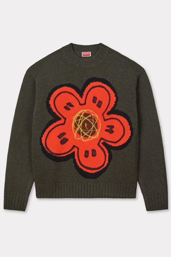 画像1: 【 20%OFF セール101,200円→80,960円】 KENZO ケンゾー Kenzo x Futura 2000' エンブロイダリー ニット ウール ジャンパー{-BEA} (1)