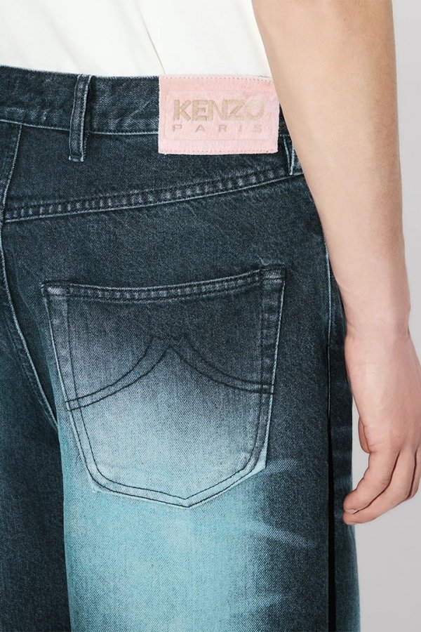 画像7: KENZO ケンゾー ターンアップワイド フィット ジーンズ イン ジャパニーズ デニム{-BFS} (7)