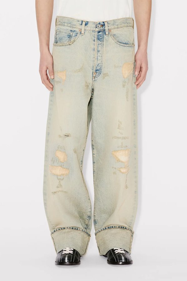 画像2: KENZO ケンゾー ターンアップ ワイド フィット ジーンズ イン ジャパニーズ デニム{-BFS} (2)