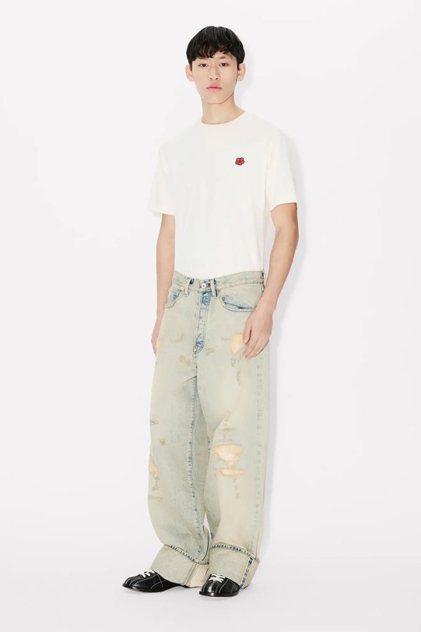 画像4: KENZO ケンゾー ターンアップ ワイド フィット ジーンズ イン ジャパニーズ デニム{-BFS} (4)