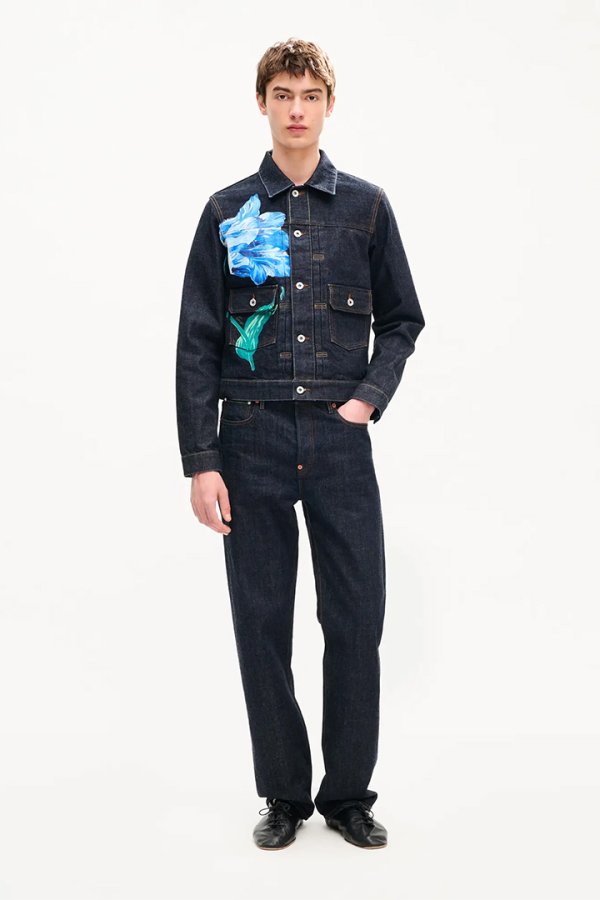 画像4: KENZO ケンゾー KENZO Tulip' スリム プリーツ トラッカー ジャケット イン ジャパニーズ デニム{-BFA} (4)