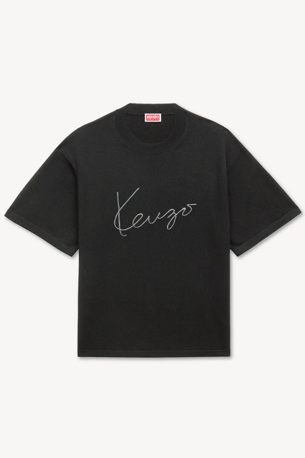 画像1: KENZO ケンゾー KENZO Signature' エンブロイダリー Tシャツ イン メリノ ウール{-BFA} (1)