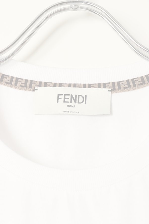 画像4:   FENDI フェンディ ホワイトコットン Tシャツ {FS7389ALCAF0ZNM-BBA}  :FS7389ALCA-WHT  (4)